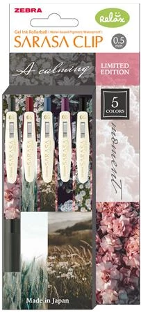 Zseléstoll, 0,33 mm, nyomógombos, ZEBRA Sarasa Clip Calming Moment, 5 különböző szín