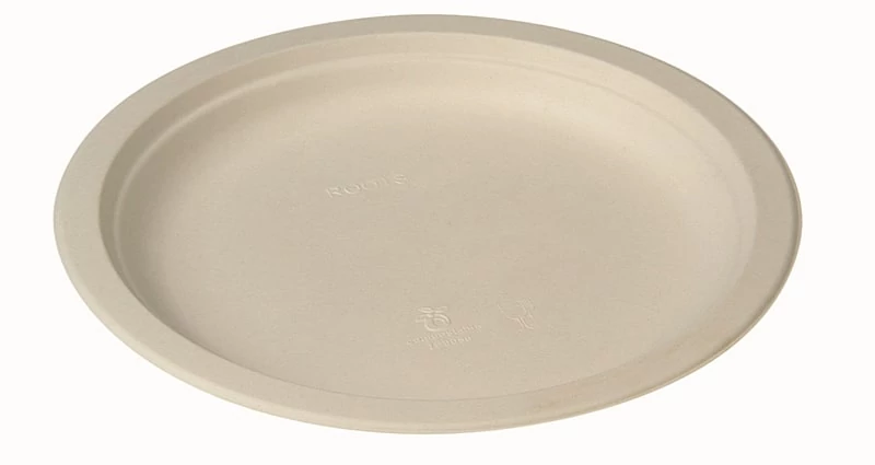 Tányér cukornádból, természetes fehér, átmérő 23 cm